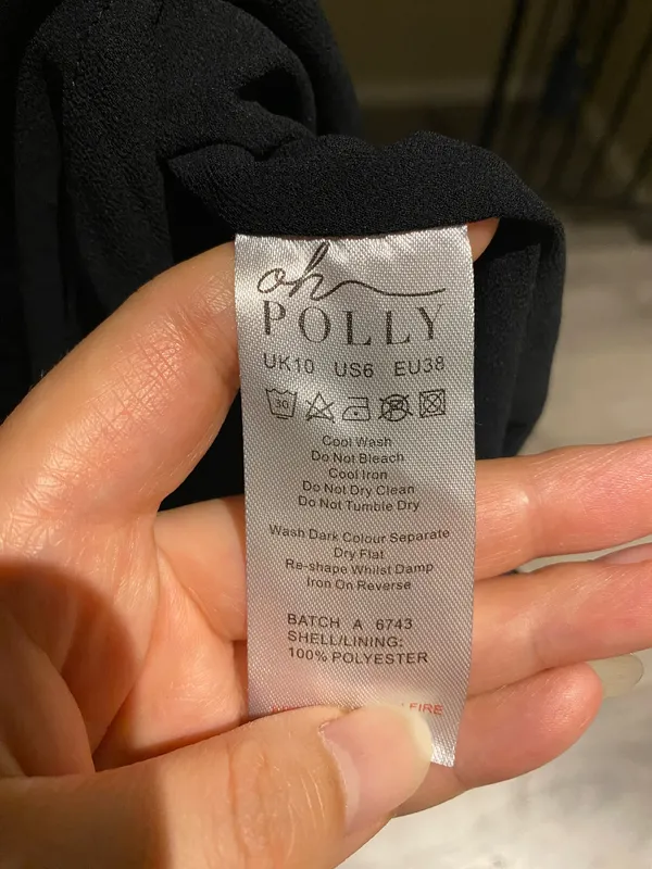 NWT oh Polly black mini dress with off shoulder design, size 6 - Image 6