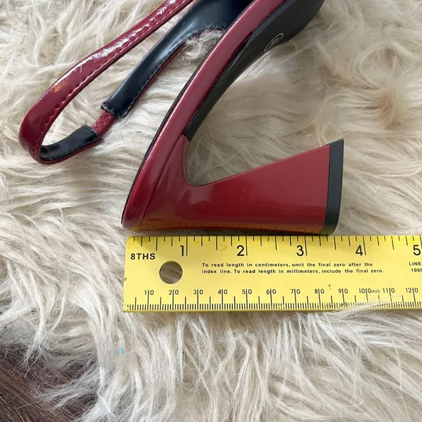 Cherry Red Faux Pantent Block Heel Sling Back Pointy Heels EU 40 / US 9 - Image 6