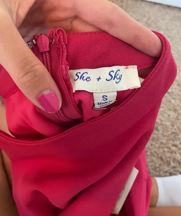 NWT She + Sky High Neck Pink Shift Dress - Image 4