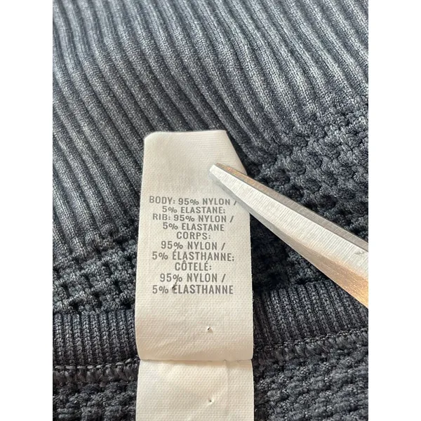OFFLINE Aerie XS Main Squeeze Waffle Crop Top Gray Henley Long Sleeve Thumbholes - Image 6