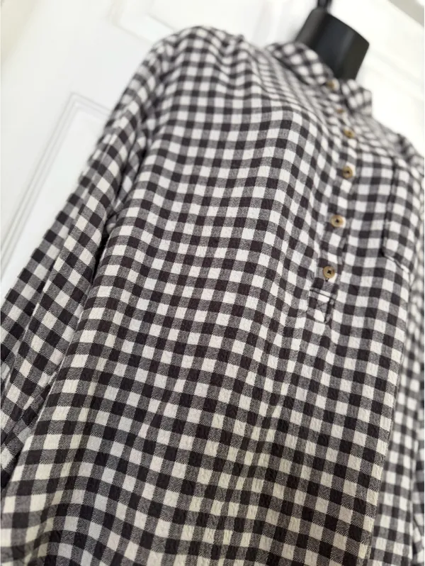 Anthropologie black and white gingham button front shirt - Image 8