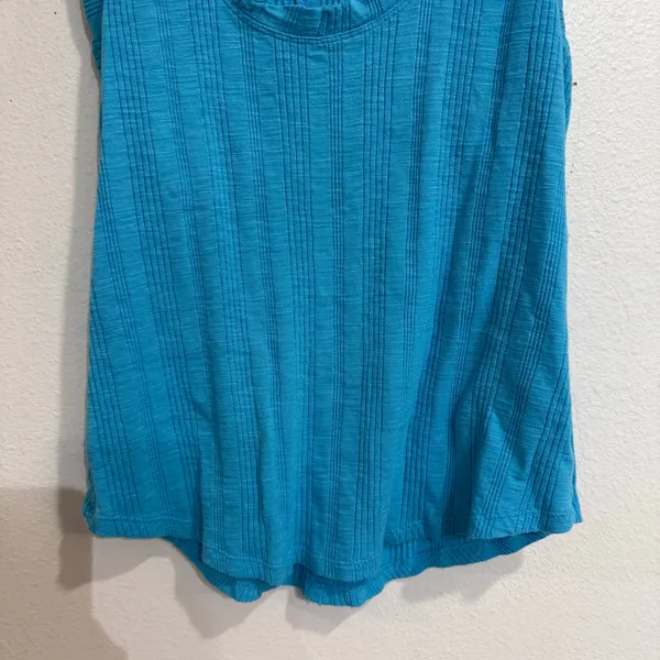 Pilcro Turquoise Blue Ribbed Scoop Neck Tank Top Sz M - Image 4