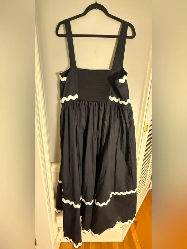 Torrid Belle Isle Maxi Babydoll Poplin Dress Black White Ric Rac 2X NWT - Image 2