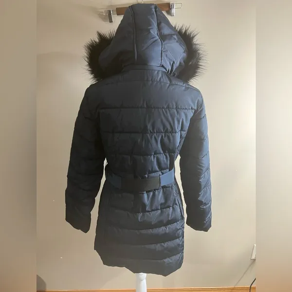 Nautica women’s belted winter coat navy blue medium - Image 16