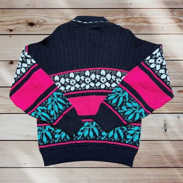 American Pride Flower Sweater Size‎ Medium Colorful Classic Party Career Fun - Image 2