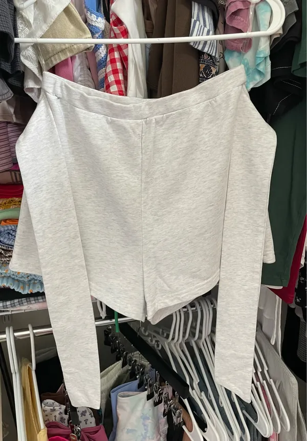 Boutique Grey Tie Front Shorts Gray - Image 2