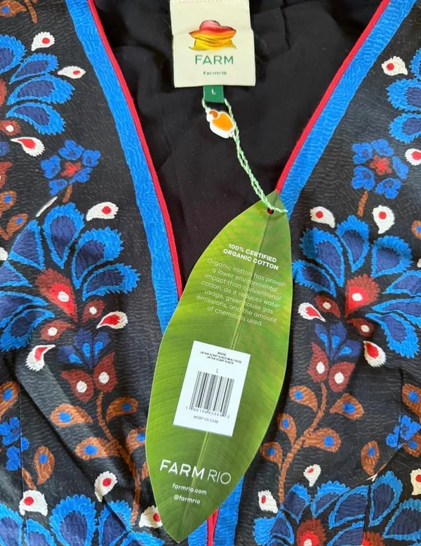 Farm Rio Latina Scarf Black Mini Dress - Image 4