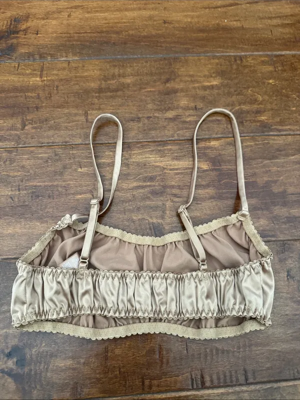 SKIMS Satin Ruched Bralette in Beige - Image 2
