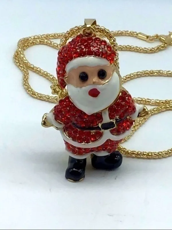 Red Crystal Santa Claus Christmas Necklace - Image 14