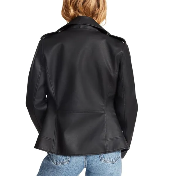 NWOT Steve Madden Jacket Faux Vegan Leather Moto Biker Black XS - Image 5