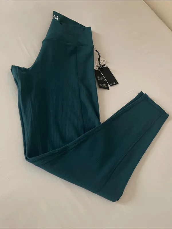 NWT PAC 1980 by PacSun Ribbed Crossover Leggings - Dark Teal - Size M - Image 3