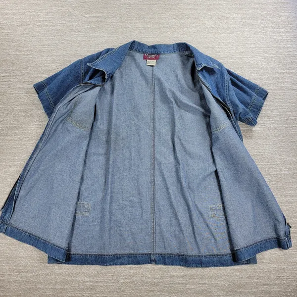 Vintage 70s Denim & Co Denim Shirt Womens 1X Blue Exposed Zip Front Work Chore - Image 5