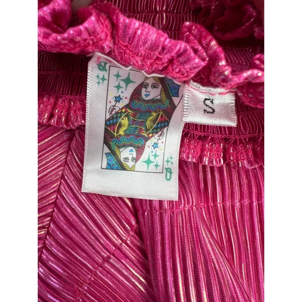 Queen‎ of Sparkles swing shorts pink iridescent metallic pleat sz S - Image 7