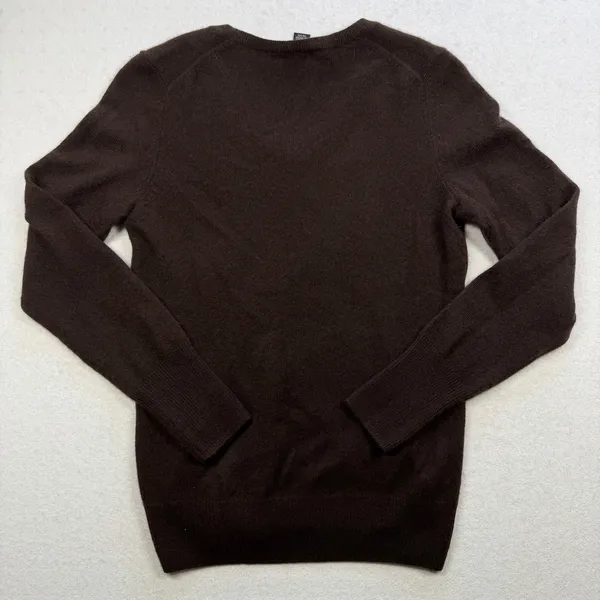 Only Mine 100% Cashmere Sweater Women’s Small Brown 2-Ply V-Neck Pullover - Image 2