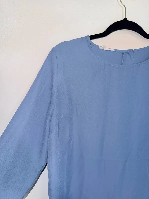 Maurices Delton Blouse Solid Light Blue Button Back Long Sleeve - Image 5