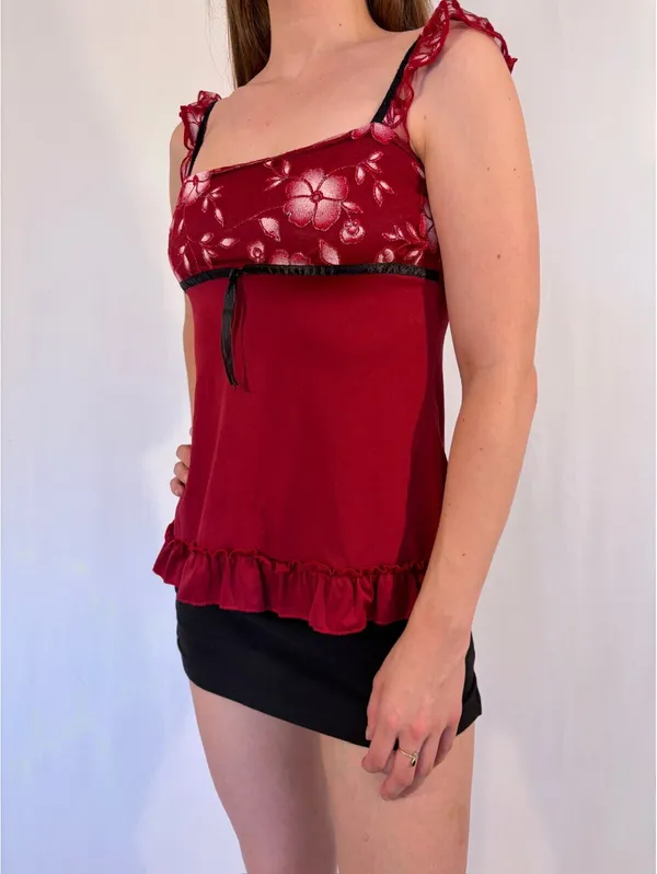 Red Milkmaid Babydoll Y2k Vintage Tank Top - Image 6