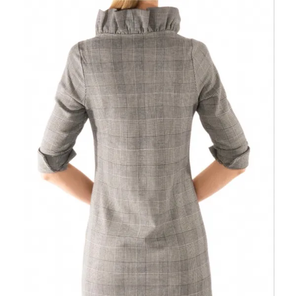 Gretchen Scott Ruff Neck Wall Street plaid‎ dress size small - Image 2
