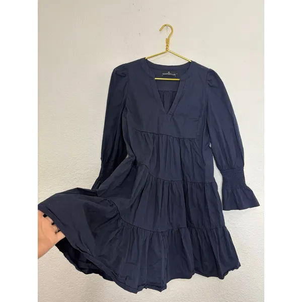 Tuckernuck Pomander Place Navy Cotton Poplin Kenzo Mini Dress Size Medium - Image 11