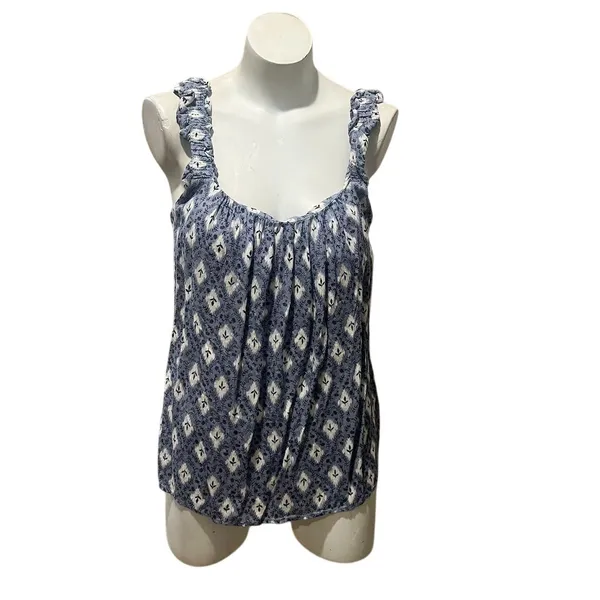 Maurices Women's Standard XL Blue Floral Ruffle Strap Swing Tank Top - Image 6