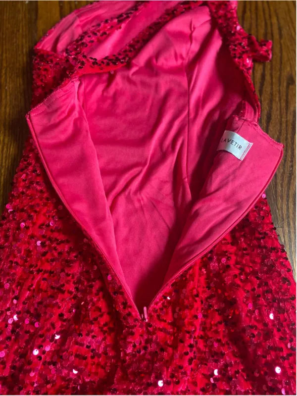 LaVetir Hot Pink Sequin Mini Dress One Shoulder Bodycon Party Cocktail Glam Y2K - Image 5