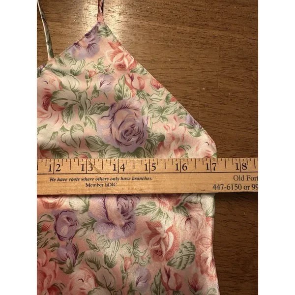 VTG 90s Kathryn Floral Satin Slip Dress Nightie Size Medium Cottage Romantic EUC - Image 5