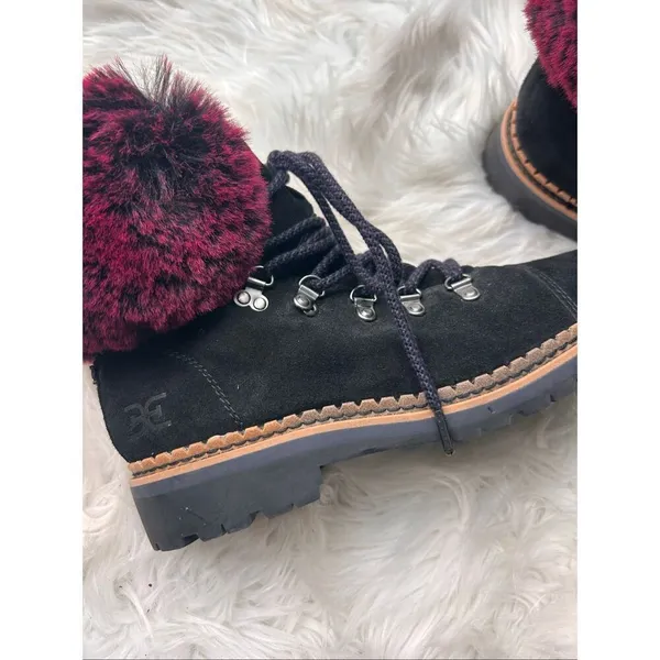 SAM EDELMAN Bowen $300 Suede Fur Collar Hiking Boots Booties Women's 9 - Image 2