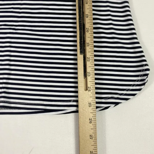 Anthonys Resort Wear Tunic Shirt‎ Womens Small Navy Stripe 3/4 Grommet Sleeve - Image 5