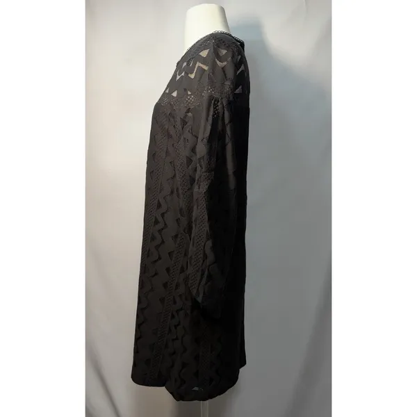 Laundry by Shelli Segal black lace long-sleeve mini Dress SIZE 4 - Image 2