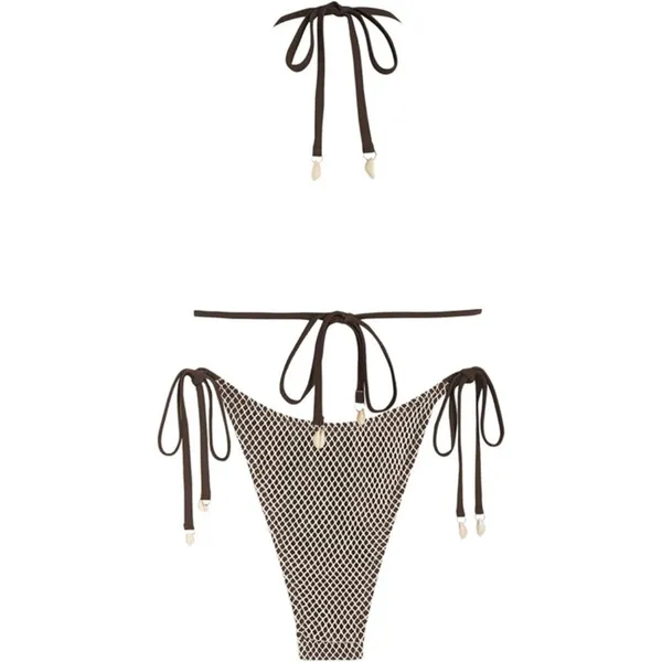 ZAFUL Black S/M Bikini Multiway Fishnet Tie Side Bandeau Halter Swimsuit NEW! - Image 2