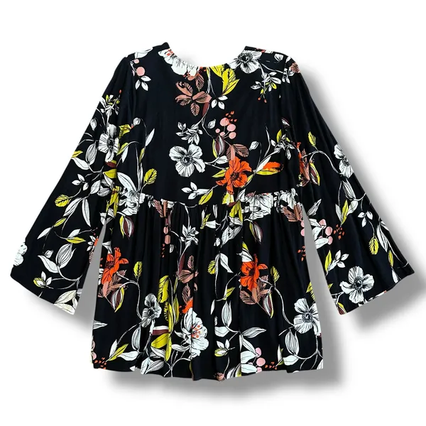 Free People Bella Tunic Top‎ Floral Babydoll Blouse Women’s L Black Multicolor - Image 5