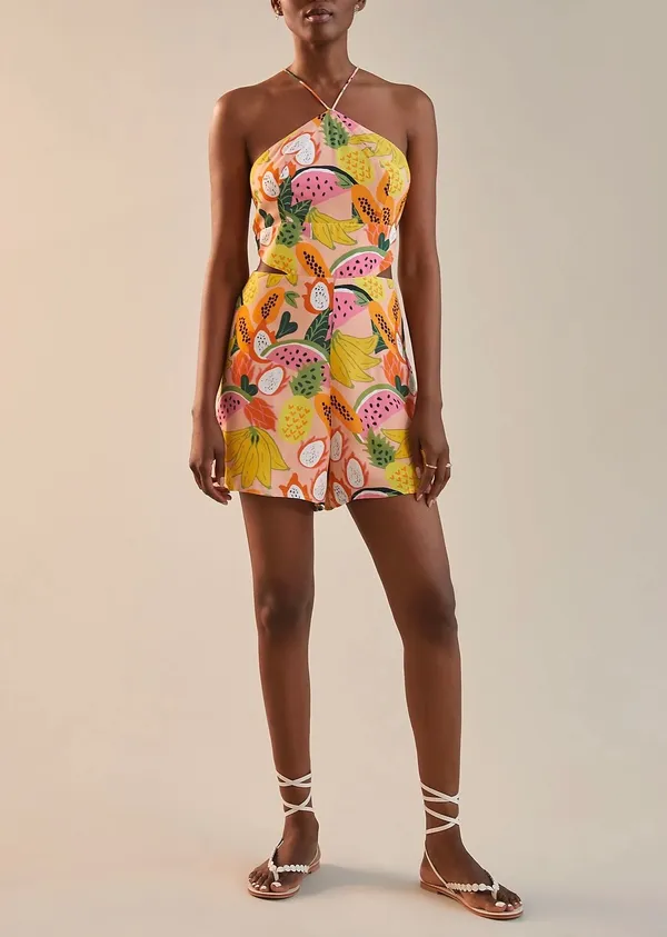NWT Anthropologie Hutch Tropical Fruit Halter Cutout Romper, Size 4 - Image 5