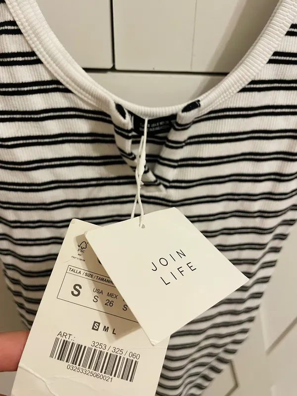Zara Small Bodysuit Tank Top Black and White Striped - Image 4