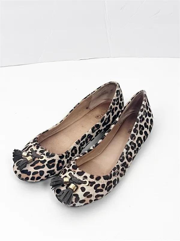 SPERRY Leather Animal Print Tassel Ballet Flats Size 7M Casual Boho Safari - Image 7