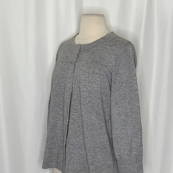AQUA Silk Cashmere Cardigan Sweater Snap Front 3/4 Sleeve Knitwear Large - Image 6