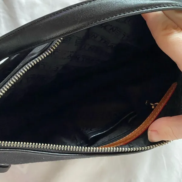 Vintage 90s Y2K Black Baguette Shoulder Bag – Minimalist Canvas Purse - Image 3