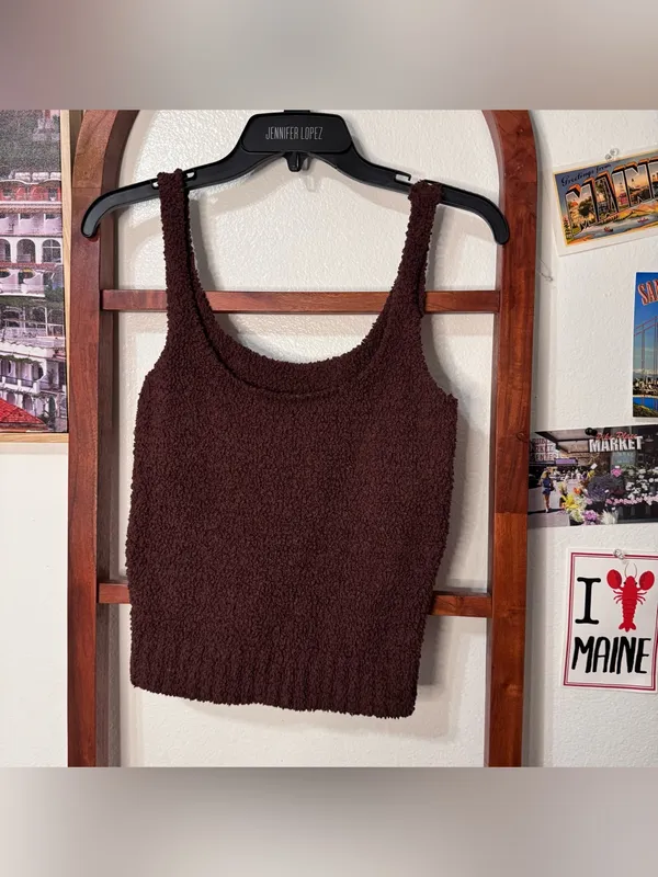 Skims fuzzy Sherpa garnet tank top - Image 3