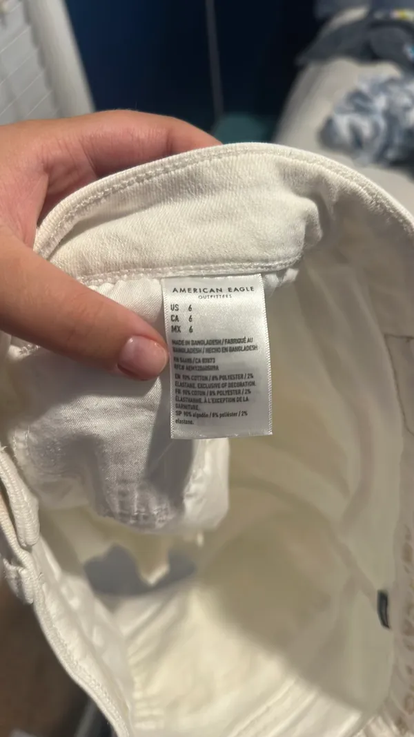 American Eagle White Jean Shorts Stretch - Image 3