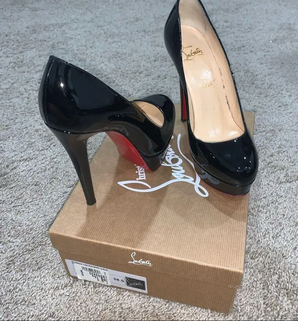 Christian Louboutin Black Bianca 140 Red Bottoms Size 8.5 - Image 9