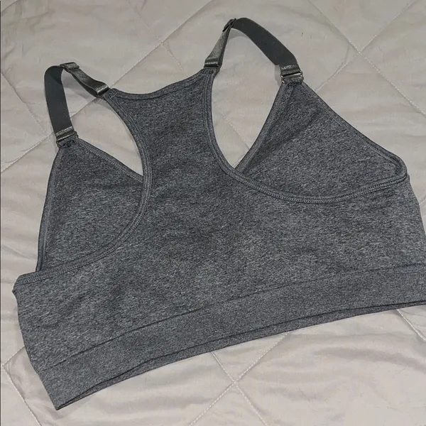 Puma Dark Heather Gray Racerback Sports Bra XL - Image 4