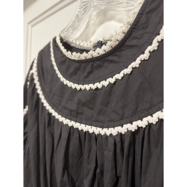 VICI Black Cotton Smocked Waist Crochet Trim Tiered Midi Dress XL RN131468 - Image 8
