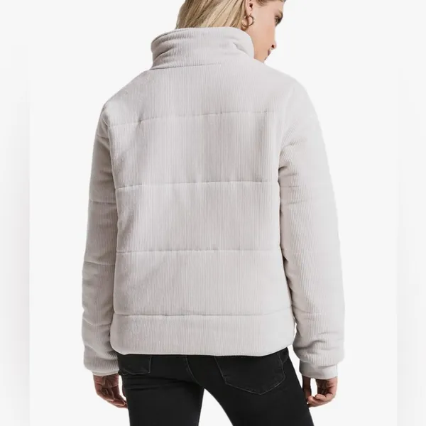 Z Supply Women’s Corduroy Puffer Jacket in Champagne‎ Mist Size Large - Image 3