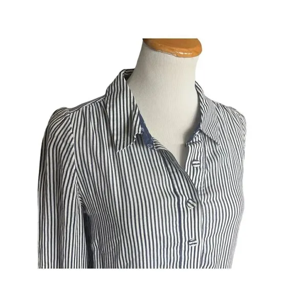 Womens Lily Pulitzer Blue & White Striped Long Sleeve Day Shirt Dress - Sz 4 - Image 3