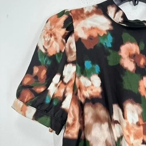 Julia Jordan Size 12 Dark Floral Midi Dress Short Sleeve Fall Wedding Guest Chic - Image 9