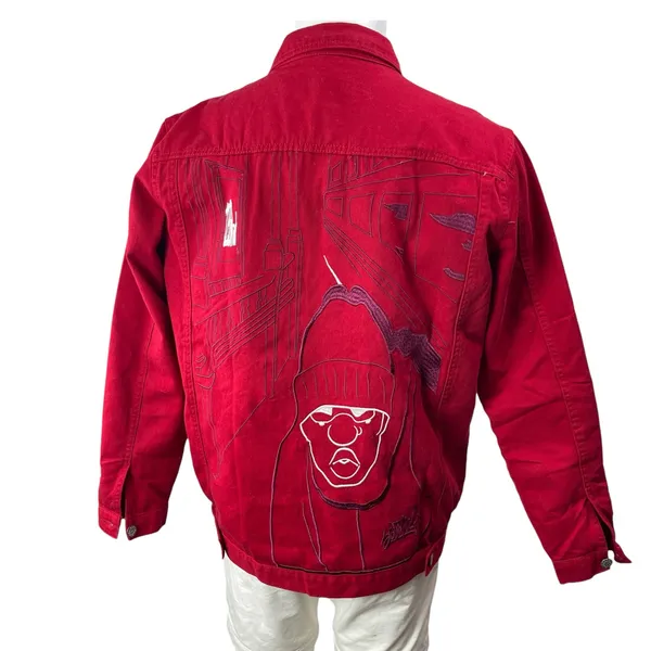 Southpole Men's Red Embroidered Long Sleeve Button Up Shirt Shacket Jacket Sz M - Image 2