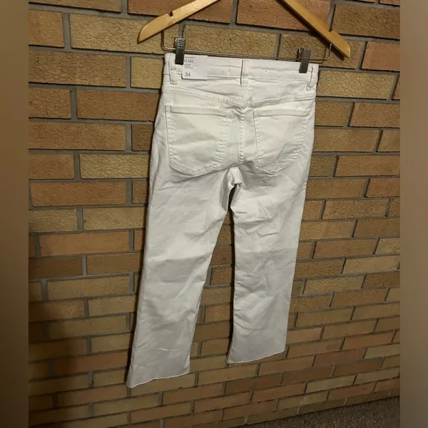 NWT MNG Mango Sienna Flare Cropped Jeans White Raw Hem Women’s Size 2 - Image 7