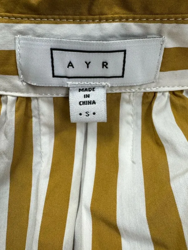 Ayr Striped Puff Sleeve Tee Shirt Button Down Dress Women’s Small - Image 2