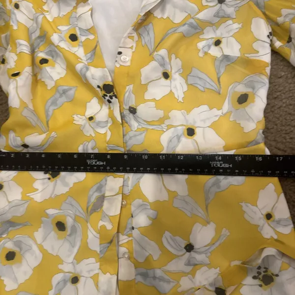 Banana Republic Floral Dress Yellow Midi Tiered Romantic Cottagecore Womens 10P - Image 11