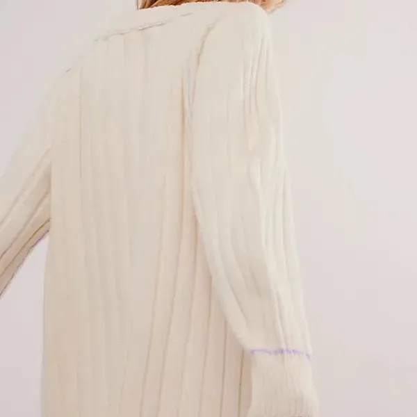 Free People Venus tunic Cream Cowl Neck Sweater size M oversized‎ cozy - Image 4