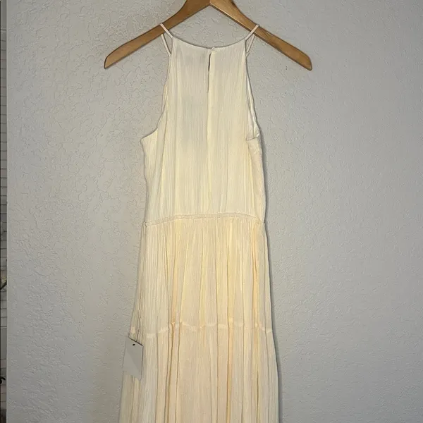 NEW Lulus Cream Crochet Embroidered Halter Tiered Boho Maxi Dress Beach Bridal - Image 7