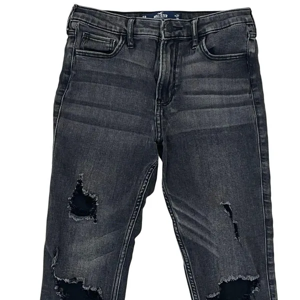 Hollister Juniors 5R Jeans Black High Rise Super Skinny Distressed Stretch - Image 3